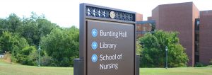 College Signs outdoor collage campus wayfinding signage 300x106